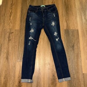 Wax jeans size 7 Distressed Dark Blue Jeans